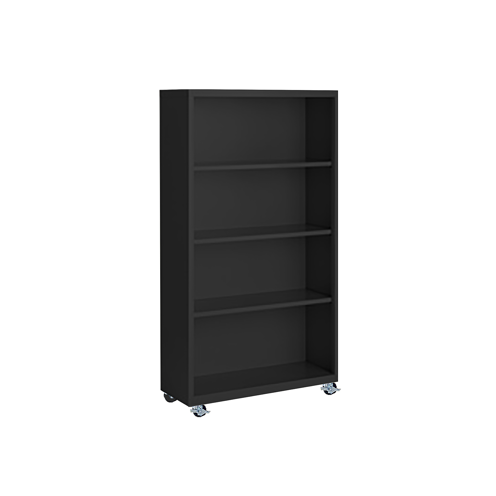 Steel Cabinets USA, 36in.x18in.x55in. Black Mobile Bookcase Fully Assembled, Height 55 in, Shelves (qty.) 4, Material Steel, Model# MBCA-365518-B